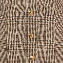 Pre Owned تنورة سيلين بليسيه باندو كتان مربعات بني مقاس صغير