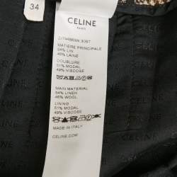 Pre Owned تنورة سيلين بليسيه باندو كتان مربعات بني مقاس صغير