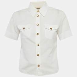 مملوكة مسبقًا Celine White Cotton Short Sleeve Chelsea Shirt S
