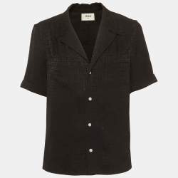Pre Owned Celine Black Monogram Silk Short Sleeve Shirt M