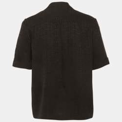 Pre Owned Celine Black Monogram Silk Short Sleeve Shirt M