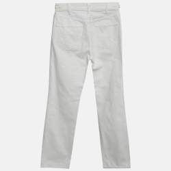 Pre Owned Celine White Denim Logo Detail Straight Leg Jeans S/Waist 24"