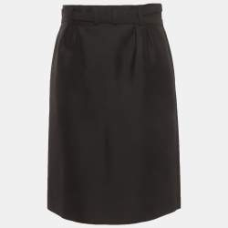 Pre Owned تنورة سيلين سوداء من مزيج قطن دوبايون بقصة قلمية مقاس كبير - ميديم