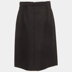 مملوكة مسبقًا Celine Black Dupion Cotton Blend Pencil Skirt M