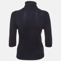 Pre Owned Celine Blue Rib Knit Turtle Neck Sweater M