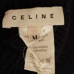 Pre Owned Celine Blue Rib Knit Turtle Neck Sweater M