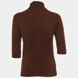 Pre Owned Celine Brown Rib Knit Turtle Neck Sweater M