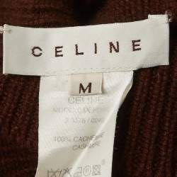 Pre Owned Celine Brown Rib Knit Turtle Neck Sweater M