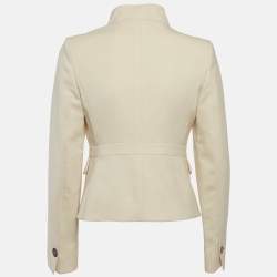 مملوكة مسبقًا Celine Cream Wool Belted Detail Jacket M