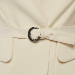 مملوكة مسبقًا جاكيت سيلين كريمي صوف بتفاصيل حزام مقاس متوسط (ميديوم)