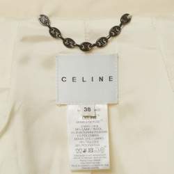 مملوكة مسبقًا جاكيت سيلين كريمي صوف بتفاصيل حزام مقاس متوسط (ميديوم)