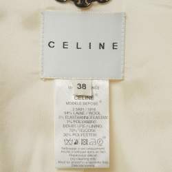 مملوكة مسبقًا جاكيت سيلين كريمي صوف بتفاصيل حزام مقاس متوسط (ميديوم)