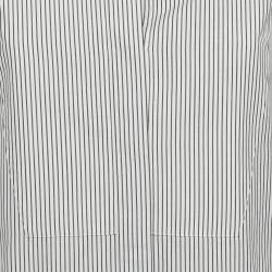 Pre Owned قميص سيلين قطني مخطط أسود/أبيض بدون ياقة مقاس صغير (سمول)