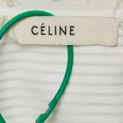 Pre Owned قميص سيلين قطني مخطط أسود/أبيض بدون ياقة مقاس صغير (سمول)