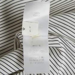 Pre Owned قميص سيلين قطني مخطط أسود/أبيض بدون ياقة مقاس صغير (سمول)