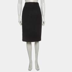 Pre Owned Celine Black Shearling Pencil Skirt L