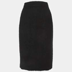 Pre Owned Celine Black Shearling Pencil Skirt L