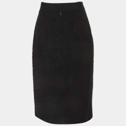 Pre Owned Celine Black Shearling Pencil Skirt L