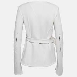 Pre Owned معطف سيليين قطن مرن أبيض/أسود بحواف متباينة مقاس صغير (سمول)