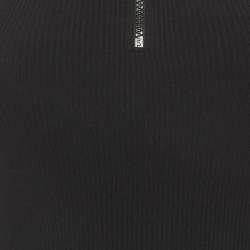 Pre Owned Celine Black Cotton Rib Knit Bodysuit S