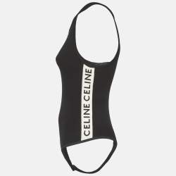 Pre Owned Celine Black Cotton Rib Knit Bodysuit S