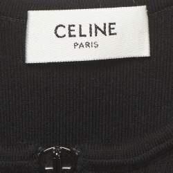 Pre Owned Celine Black Cotton Rib Knit Bodysuit S