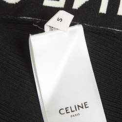 Pre Owned Celine Black Cotton Rib Knit Bodysuit S