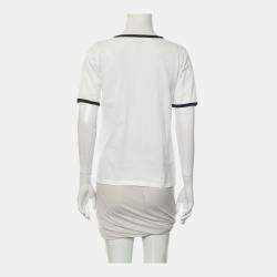 Pre Owned Celine White Cotton Triomphe Printed T-Shirt
