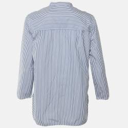 Pre Owned قميص سيلين من تصميم فيبي فيلو قطن مخطط أزرق طية نصفية كبير