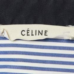 Pre Owned قميص سيلين من تصميم فيبي فيلو قطن مخطط أزرق طية نصفية كبير