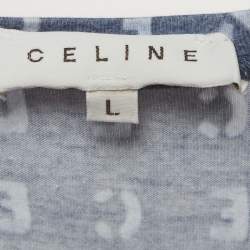 Pre Owned توب سيليين بأكمام طويلة جيرسي طباعة الشعار أزرق مقاس كبير - لارج