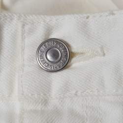 Pre Owned بنطلون جينز سيلين دنيم أبيض قصّة مستقيمة حجم متوسط خصر 28 بوصة