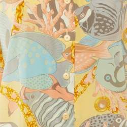 مملوكة مسبقًا Celine Multicolor Fish Print Silk Button Front Blouse L