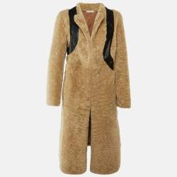 مملوكة مسبقًا Céline Beige Shearling & Leather Coat M
