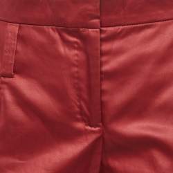 Pre Owned Celine Burgundy Poplin Straight Fit Trousers M