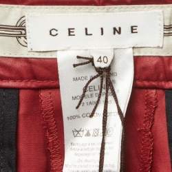 Pre Owned Celine Burgundy Poplin Straight Fit Trousers M