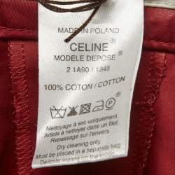 Pre Owned Celine Burgundy Poplin Straight Fit Trousers M