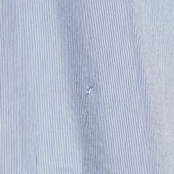 Pre Owned Celine Blue Striped Cotton Silk Blend Cropped Shirt M
