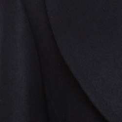 Celine Navy Blue Wool Buckle Detail Draped Long Coat L