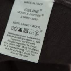 Celine Grey Wool Ruffled Asymmetric Neckline Detail Button Front Cardigan M