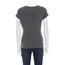 Celine Grey Embellished Cotton Short Sleeve T-Shirt M