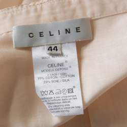 Celine Peach Cotton and Silk Pleat Detail Long Sleeve Shirt L