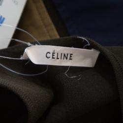 Celine Olive Green Knit Satin Belt Trim  Racer Back Tank Top S