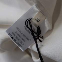 Pre Owned Celine White Silk Button Front Loose Fit Shirt M
