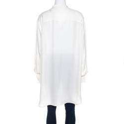 Pre Owned Celine White Silk Button Front Loose Fit Shirt M