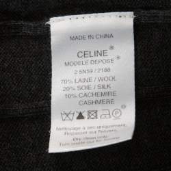 Pre Owned Celine Charcoal Grey Silk & Cashmere Blend Front Button Short Sleeve Cardigan L