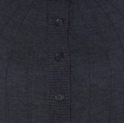 Pre Owned Celine Charcoal Grey Silk & Cashmere Blend Front Button Short Sleeve Cardigan L