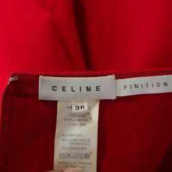 Celine Red Fleece A-Line Skirt S
