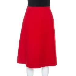 Celine Red Fleece A-Line Skirt S