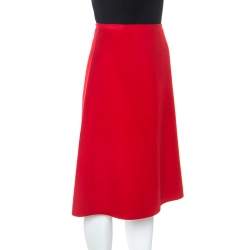 Celine Red Fleece A-Line Skirt S